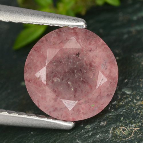 1.74ct Natural Tom Rosa Quartzo Morango, Redondo, Translúcido