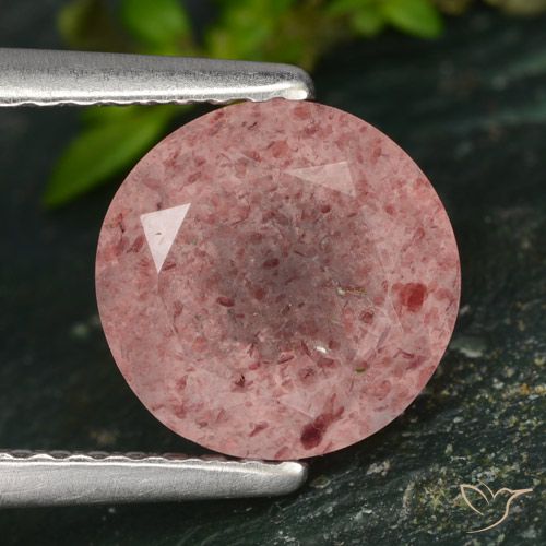 2.16ct Natural Rosa Profundo Quartzo Morango, Redondo, Translúcido