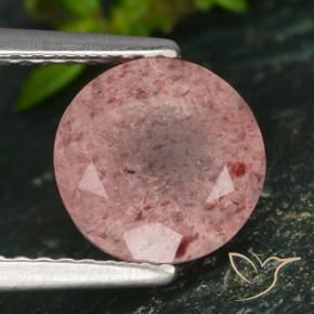 Quartzo Morango Rosa Profundo Natural 2.16ct, Redondo, Translúcido