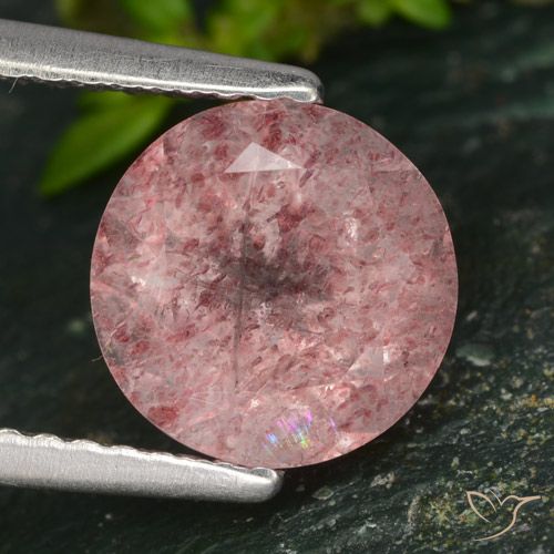 1.96ct Natural rosa rosa Quartzo Morango, Redondo, Translúcido