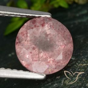 Quartzo Morango rosa rosa Natural 1.96ct, Redondo, Translúcido