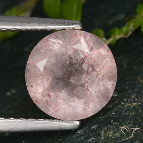 1.78ct Natural Luz rosa Quartzo Morango, Redondo, Translúcido