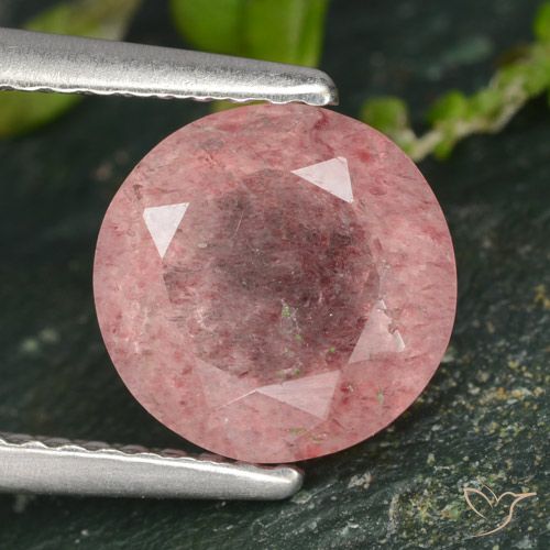 1.77ct Natural rosa rosa Quartzo Morango, Redondo, Translúcido
