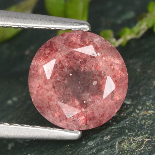1.77ct Natural rosa rosa Quartzo Morango, Redondo, Translúcido
