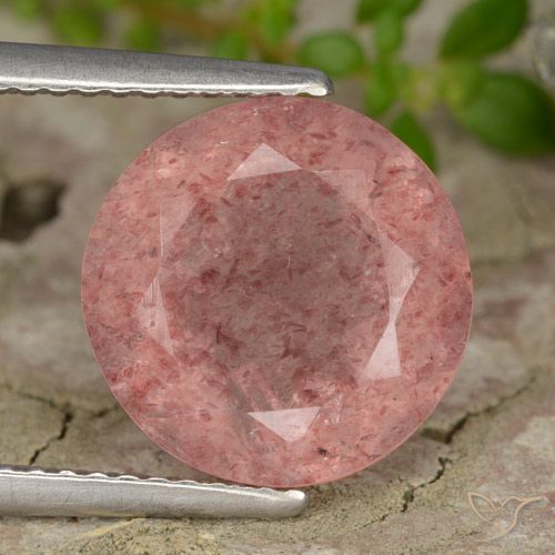 4.68ct Natural rosa médio Quartzo Morango, Redondo, Translúcido
