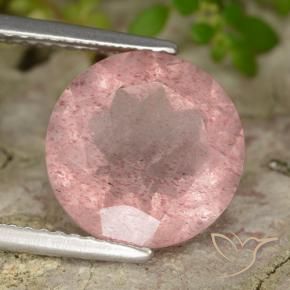 Quartzo Morango Rosa Terroso Natural 4.16ct, Redondo, Translúcido