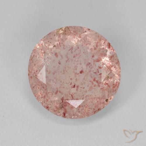 3.55ct Natural Luz rosa Quartzo Morango, Redondo, Translúcido