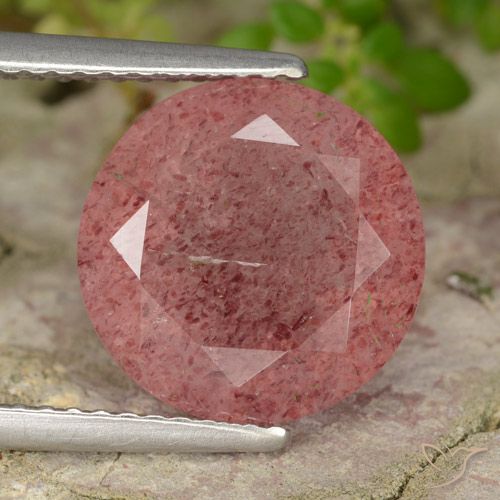 4.49ct Natural rosa médio Quartzo Morango, Redondo, Translúcido