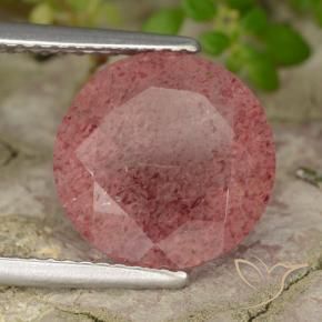 Quartzo Morango rosa médio Natural 4.49ct, Redondo, Translúcido