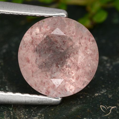 1.73ct Natural Luz rosa Quartzo Morango, Redondo, Translúcido