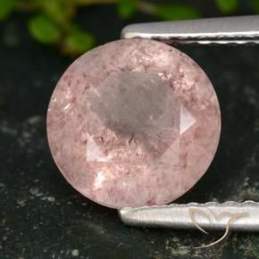 Quartzo Morango Luz rosa Natural 1.73ct, Redondo, Translúcido