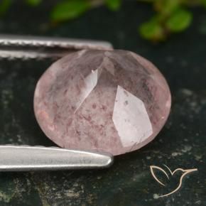 Quartzo Morango Luz rosa Natural 1.73ct, Redondo, Translúcido