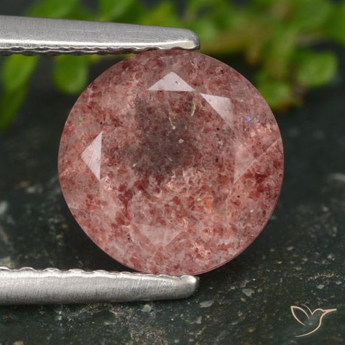 1.80ct Natural rosa médio Quartzo Morango, Redondo, Translúcido