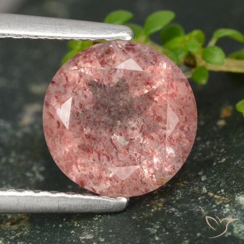 1.78ct Natural rosa médio Quartzo Morango, Redondo, Translúcido