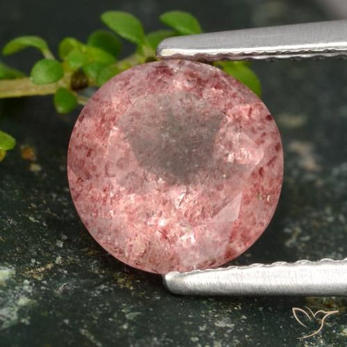 Quartzo Morango rosa médio Natural 1.78ct, Redondo, Translúcido