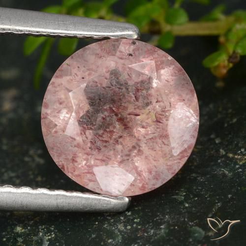 1.60ct Natural Rosa Médio Claro Quartzo Morango, Redondo, Translúcido