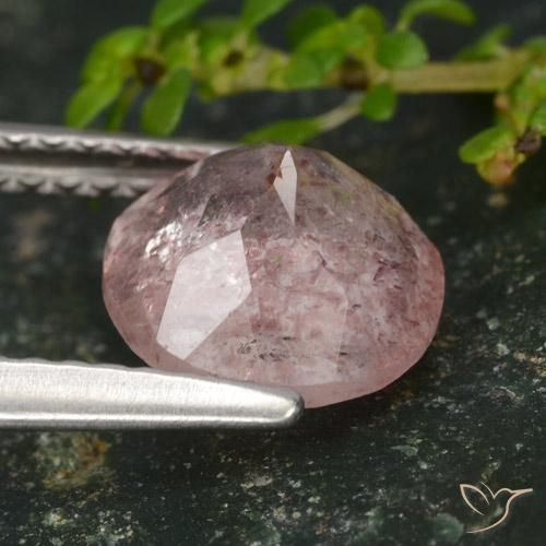 Quartzo Morango Rosa Médio Claro Natural 1.60ct, Redondo, Translúcido