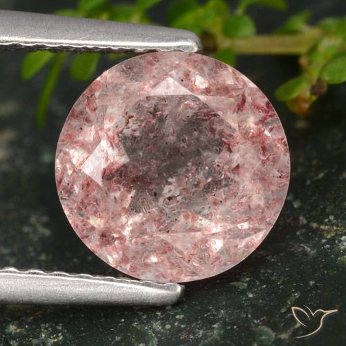 2.01ct Natural Luz rosa Quartzo Morango, Redondo, Translúcido