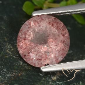Quartzo Morango Rosa escuro Natural 1.67ct, Redondo, Translúcido