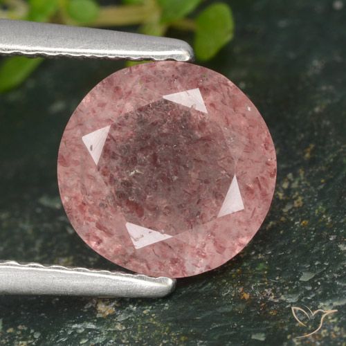 1.77ct Natural Rosa Médio Claro Quartzo Morango, Redondo, Translúcido