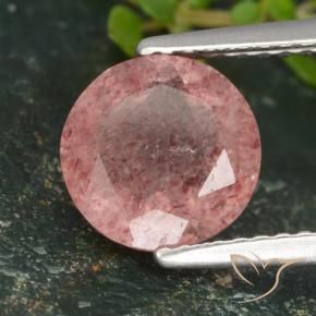 Quartzo Morango Rosa Médio Claro Natural 1.77ct, Redondo, Translúcido