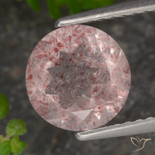 1.82ct Natural Luz rosa Quartzo Morango, Redondo, Translúcido