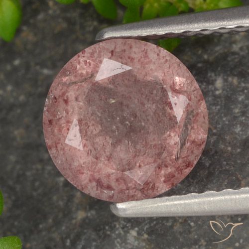 1.68ct Natural rosa médio Quartzo Morango, Redondo, Translúcido
