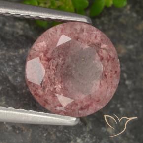 Quartzo Morango rosa médio Natural 1.68ct, Redondo, Translúcido