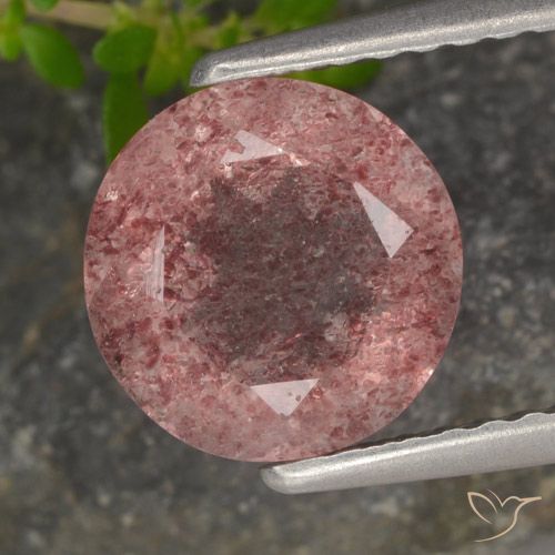 1.78ct Natural rosa rosa Quartzo Morango, Redondo, Translúcido