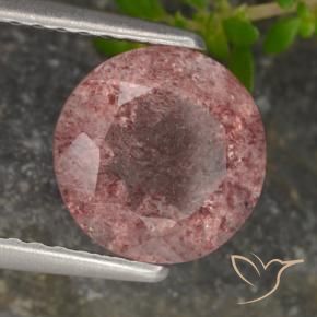 Quartzo Morango rosa rosa Natural 1.78ct, Redondo, Translúcido