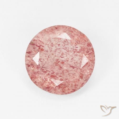 1.58ct Natural Rosa Terroso Quartzo Morango, Redondo, Translúcido