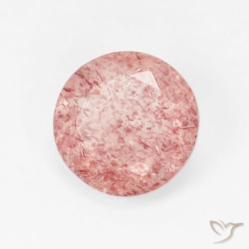 Quartzo Morango Rosa Terroso Natural 1.58ct, Redondo, Translúcido