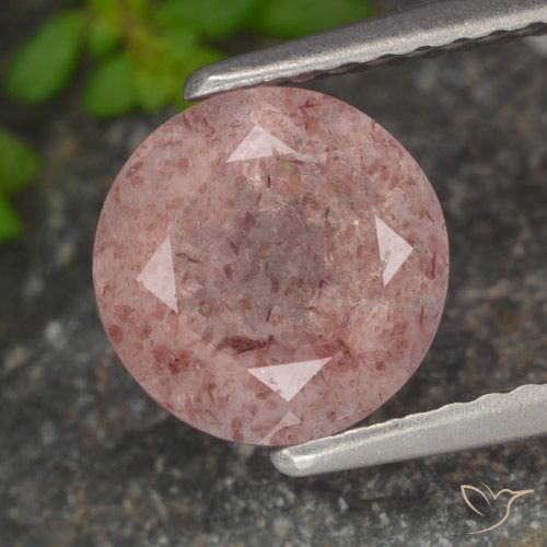 1.85ct Natural Luz rosa Quartzo Morango, Redondo, Translúcido