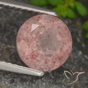 Quartzo Morango Luz rosa Natural 1.85ct, Redondo, Translúcido