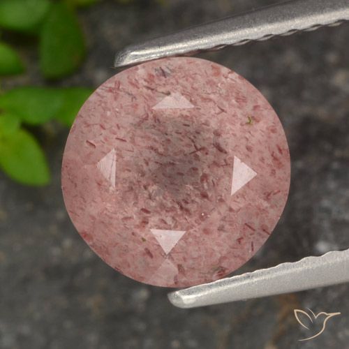 1.80ct Natural Rosa Terroso Quartzo Morango, Redondo, Translúcido