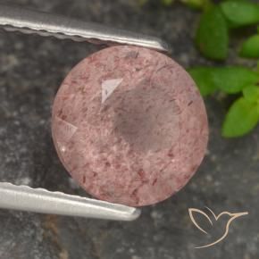Quartzo Morango Rosa Terroso Natural 1.80ct, Redondo, Translúcido