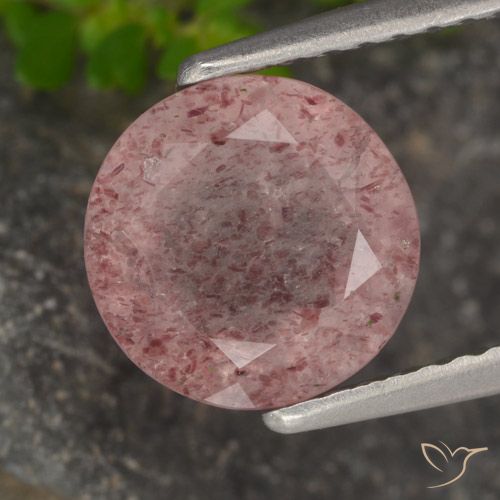 1.71ct Natural Tom Rosa Quartzo Morango, Redondo, Translúcido