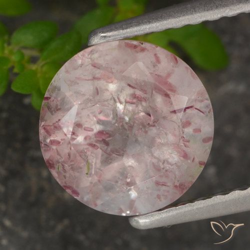 1.72ct Natural Luz rosa Quartzo Morango, Redondo, Translúcido
