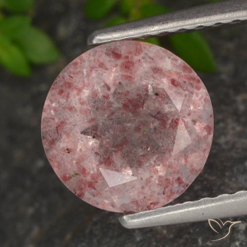1.89ct Natural rosa rosa Quartzo Morango, Redondo, Translúcido