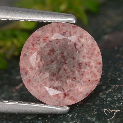 1.79ct Natural rosa rosa Quartzo Morango, Redondo, Translúcido