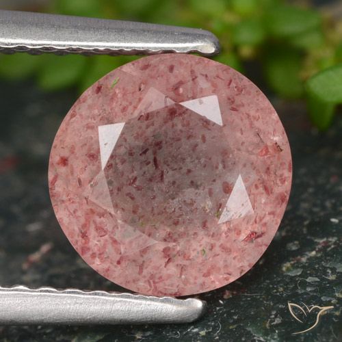 1.89ct Natural rosa rosa Quartzo Morango, Redondo, Translúcido
