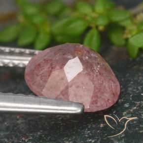 Quartzo morango rosa médio-escuro natural 1,65ct, corte redondo, translúcido