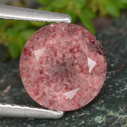 Quartzo morango rosa natural 1,97ct, corte redondo, translúcido