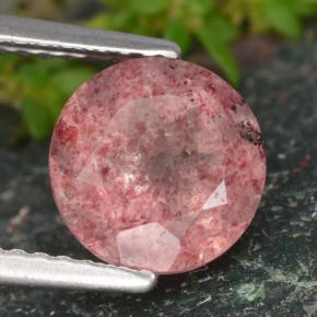 Quartzo morango rosa natural 1,97ct, corte redondo, translúcido