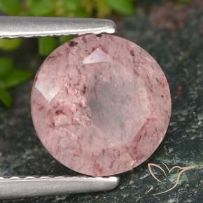 Quartzo Morango Coral Rosa Natural 1.98ct, Redondo, Translúcido