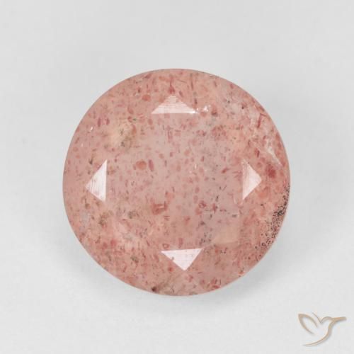 4.43ct Natural Laranja Rosa Quartzo Morango, Redondo, Translúcido
