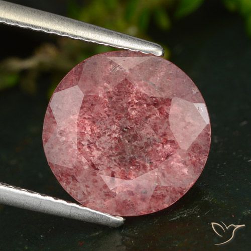 4.31ct Natural Rosa escuro Quartzo Morango, Redondo, Translúcido