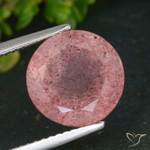 4.84ct Natural Rosa escuro Quartzo Morango, Redondo, Translúcido