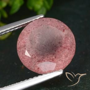 Quartzo Morango Rosa escuro Natural 4.84ct, Redondo, Translúcido