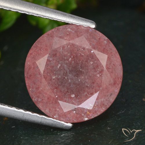 4.76ct Natural Rosa médio-escuro Quartzo Morango, Redondo, Translúcido